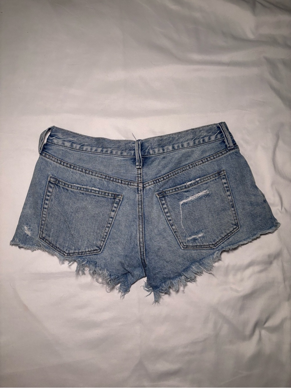We The Free Light Blue Distressed High-Rise Denim Shorts - Picture 4 of 4